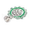 Faceted Round Natural Green Aventurine & Glass Seed Beads European Dangle Charms PALLOY-MZ00275-01-4