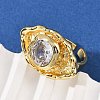 Brass Pave Cubic Zirconia Adjustable Open Cuff Rings for Women RJEW-R032-01G-2