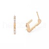 Brass Micro Pave Clear Cubic Zirconia Stud Earring Findings KK-S364-128-4