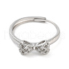 Bowknot Brass Micro Pave Clear Cubic Zirconia Adjustable Rings RJEW-S416-03P-2