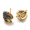 Colorful Cubic Zirconia Strawberry Stud Earrings EJEW-F321-01G-2