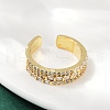 Brass Micro Pave Cubic Zirconia Cuff Rings for Women RJEW-F182-04G-3