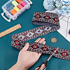 7M Ethnic Style Polyester Rhombus Flower Jacquard Ribbon OCOR-WH0101-05-3