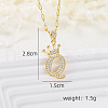 Brass Micro Pave Clear Cubic Zirconia Crown Initial Pendant Necklaces FS-WGD727C-17-1