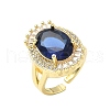 Brass Micro Pave Cubic Zirconia Adjustable Cuff Open Rings for Women RJEW-C131-01G-4