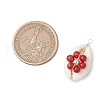 7Pcs 7 Styles Natural Stone Beaded Flower Copper Wire Wrapped Natural Cowrie Shell Pendants PALLOY-JF03440-02-2