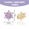 FIBLOOM 5 Pairs 5 Colors 3D Flower Cubic Zirconia Stud Earrings EJEW-FI0001-76-2