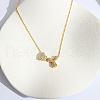 Heart Initial Brass Micro Pave Clear Cubic Zirconia Pendant Necklaces FS-WG89C2E-25-1