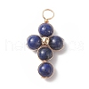 Natural Lapis Lazuli Copper Wire Wrapped Pendants PALLOY-JF01981-01-1