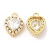 Brass and Clear Cubic Zirconia Pendants ZIRC-Q202-08G-1