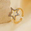 Elegant Hollow Star Brass Micro Pave Cubic Zirconia Cuff Rings for Women SM3654-2-1