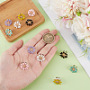 12Pcs 6 Colors Flower Alloy Enamel Stethoscope Pendant Decorations HJEW-OC00052-3