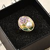 Mother's Day Jewellery Brass Enamel Cuff Rings RJEW-K291-03G-03-2