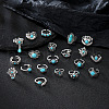 20Pcs Bohemian Style Alloy with Resin Cuff Rings FS-WG5AD72-01-3