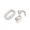925 Sterling Silver Micro Pave Clear Cubic Zirconia Fold Over Clasps STER-T008-146P-2