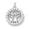 Rack Plating Brass Micro Pave Clear Cubic Zirconia Pendants KK-Z039-12P-1