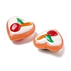 Handmade Lampwork Enamel Beads Heart with Cherry LAMP-V001-06B-3