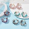 4 Pairs 4 Style Natural & Synthetic Mixed Gemstone Chips Beaded Ring Stud Earrings EJEW-TA00285-4