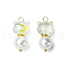2Pcs Glass Beads Pendants PALLOY-JF03385-1