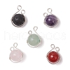 Natural Green Aventurine & Rose Quartz & Lava Rock & Carnelian & Amethyst Copper Wire Wrapped Round Pendants PALLOY-JF03609-02-1