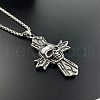 Stainless Steel Men's Punk Gothic Skull Cross Pendant Vintage Skull Necklace Jewelry ZG6049-1