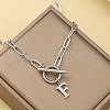 Stainless Steel Paperclip Chain Initial Necklaces with OT Clasps WGD6039-06-1