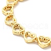 Clear Cubic Zirconia Heart Link Chain Bracelet BJEW-A132-11G-3