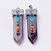 Natural Amethyst with Synthetic & Natural Mixed Stone Chakra Big Pendants G-E415-A18-1