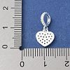 925 Sterling Silver Clear Cubic Zirconia Heart European Dangle Charms STER-H115-07S-3