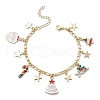 Christmas Tree Santa Claus Alloy Enamel Charm Bracelets BJEW-TA00491-1