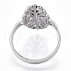 Non-Tarnish 304 Stainless Steel Hollow Out Oval Adjustable Ring RJEW-T027-02P-4