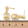 Shell Shape Brass Micro Pave Clear Cubic Zirconia Dangle Stud Earrings EJEW-F895-13G-5