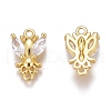 Brass Micro Pave Clear Cubic Zirconia Charms ZIRC-O035-24G-2