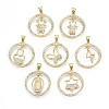 Brass Micro Pave Clear Cubic Zirconia Pendants KK-Q769-001-NF-1