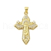 Cross Theme Rack Plating Brass Micro Pave Cubic Zirconia  Pendants KK-Z074-61G-1
