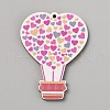Single Face Printed Heart Wood Big Pendants WOOD-CJC0011-07E-1