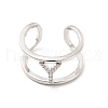 Clear Cubic Zirconia Initial Letter Open Cuff Ring RJEW-A012-01P-Y-1