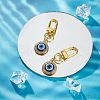 Olycraft 2Pcs 304 Stainless Steel Rhinestone & Resin Pendants Keychain HJEW-OC0001-13-5