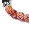 Natural Dyed Crackle Agate & Lava Rock Round Beaded Stretch Bracelet BJEW-TA00444-03-3