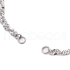 2Pcs 2 Colors 304 Stainless Steel Singapore Chain Bracelet Makings AJEW-JB01322-3
