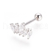 Anti-Tarnish Rhodium Plated 925 Sterling Silver Barbell Cartilage Earrings STER-I018-01P-4