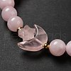 Natural Rose Quartz Moon and Star Beaded Stretch Bracelet for Women G-G997-C05-4