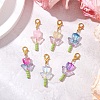 Zinc Alloy Lobster Claw Clasps with Spray Painted Transparent Glass Beads and Glass Seed Beads and 304 Stainless Steel Flat Head Pins Decorations HJEW-JM03034-1