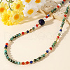 Bohemian Style Faceted Round Natural African Turquoise(Jasper) & Carnelian & Lapis Lazuli & Imitation Pearl Beaded Necklaces for Women NJ3781-1