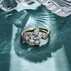 Brass Micro Pave Clear Cubic Zirconia Cuff Finger Rings for Women RJEW-C116-07G-3