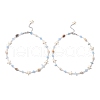 Summer Natural Dyed Aquamarine & Round White Jade & Natural Sea Shell & Shell Pearl Beaded Necklaces NJEW-JN05269-2