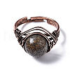 Adjustable Natural & Synthetic Gemstone Round Finger Rings RJEW-T020-01R-4