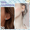 160Pcs 4 Styles Flat Round 304 Stainless Steel Stud Earring Settings with Transparent Glass Cabochons with 304 Stainless Steel Ear Nuts with Plastic Ear Nuts FIND-YW0005-37-6
