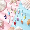 12Pcs Handmade Porcelain Fish Pendant Decorations HJEW-JM03263-1