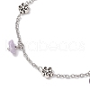5Pcs 5 Styles Natural & Synthetic Gemstone Chip Tassel Alloy Link Anklets AJEW-AN00696-5